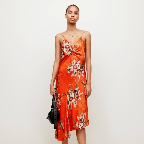 All Saints Dresses & Skirts - AllSaints Alexia Dorada silk asymmetric midi dress